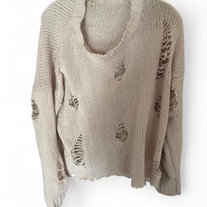 Debut Distressed Beige Sweater